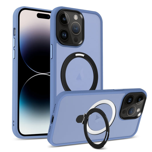 For iPhone 14 Pro Max Skin-feel MagSafe Holder PC Hybrid TPU Phone Case(Blue) - iPhone 14 Pro Max Cases by buy2fix | Online Shopping UK | buy2fix