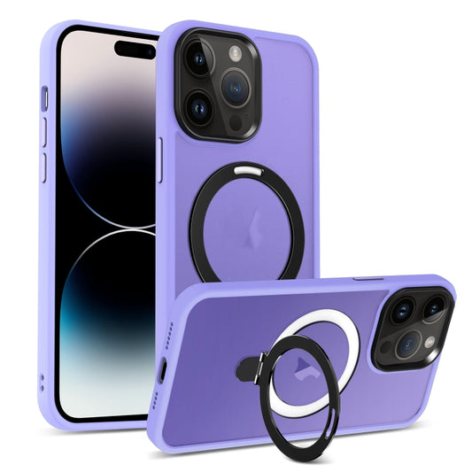 For iPhone 14 Pro Max Skin-feel MagSafe Holder PC Hybrid TPU Phone Case(Purple) - iPhone 14 Pro Max Cases by buy2fix | Online Shopping UK | buy2fix