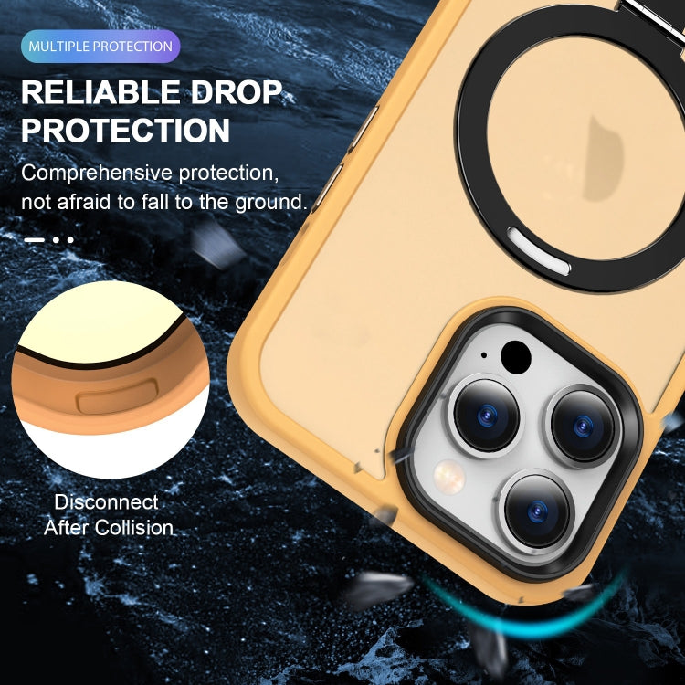 For iPhone 13 Pro Max Skin-feel MagSafe Holder PC Hybrid TPU Phone Case(Orange) by buy2fix