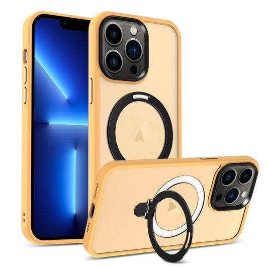 For iPhone 13 Pro Skin-feel MagSafe Holder PC Hybrid TPU Phone Case(Orange) - iPhone 13 Pro Cases by buy2fix | Online Shopping UK | buy2fix