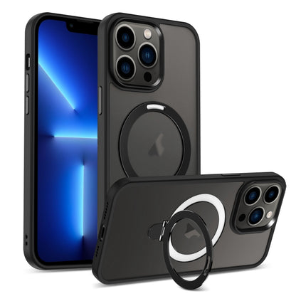 For iPhone 13 Pro Skin-feel MagSafe Holder PC Hybrid TPU Phone Case(Black) by buy2fix