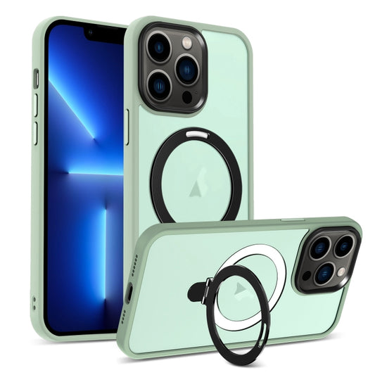 For iPhone 13 Pro Skin-feel MagSafe Holder PC Hybrid TPU Phone Case(Matcha Green) - iPhone 13 Pro Cases by buy2fix | Online Shopping UK | buy2fix