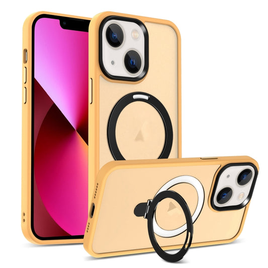 For iPhone 13 Skin-feel MagSafe Holder PC Hybrid TPU Phone Case(Orange) - iPhone 13 Cases by buy2fix | Online Shopping UK | buy2fix