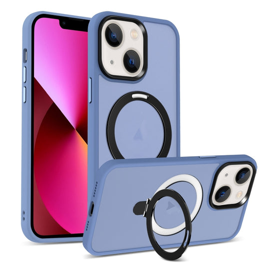 For iPhone 13 Skin-feel MagSafe Holder PC Hybrid TPU Phone Case(Blue) - iPhone 13 Cases by buy2fix | Online Shopping UK | buy2fix