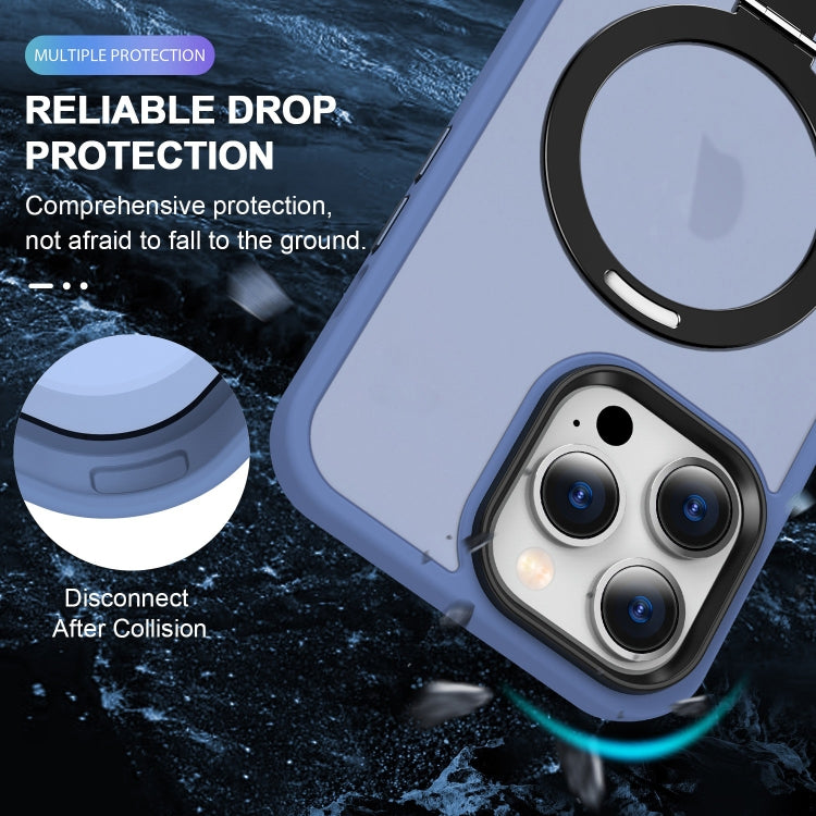 For iPhone 12 Skin-feel MagSafe Holder PC Hybrid TPU Phone Case(Blue) by buy2fix