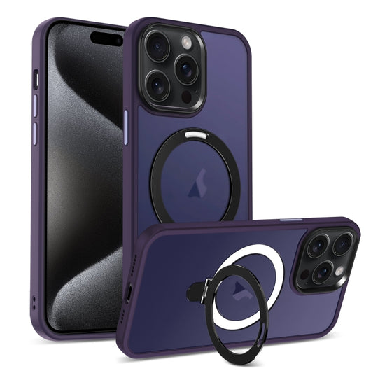 For iPhone 16 Pro Max Skin-feel MagSafe Holder PC Hybrid TPU Phone Case(Dark Purple) by buy2fix