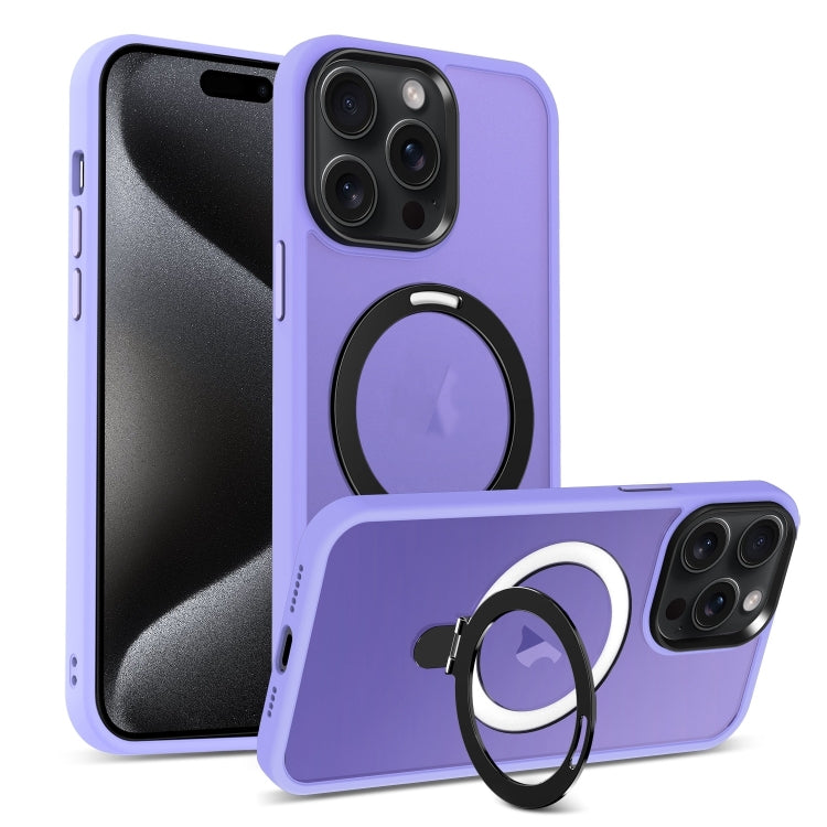 For iPhone 16 Pro Max Skin-feel MagSafe Holder PC Hybrid TPU Phone Case(Purple) by buy2fix