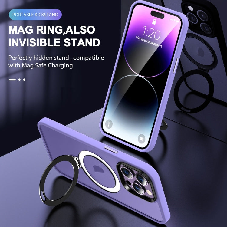 For iPhone 16 Pro Max Skin-feel MagSafe Holder PC Hybrid TPU Phone Case(Purple) by buy2fix