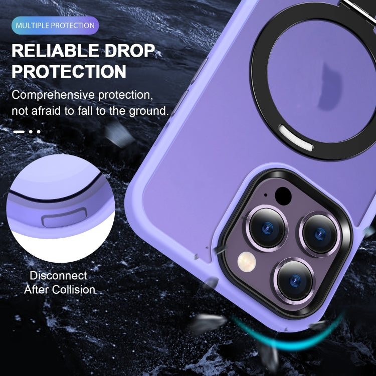 For iPhone 16 Pro Max Skin-feel MagSafe Holder PC Hybrid TPU Phone Case(Purple) by buy2fix
