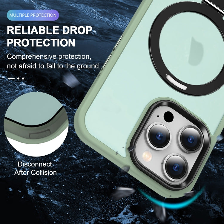 For iPhone 16 Pro Skin-feel MagSafe Holder PC Hybrid TPU Phone Case(Matcha Green) by buy2fix