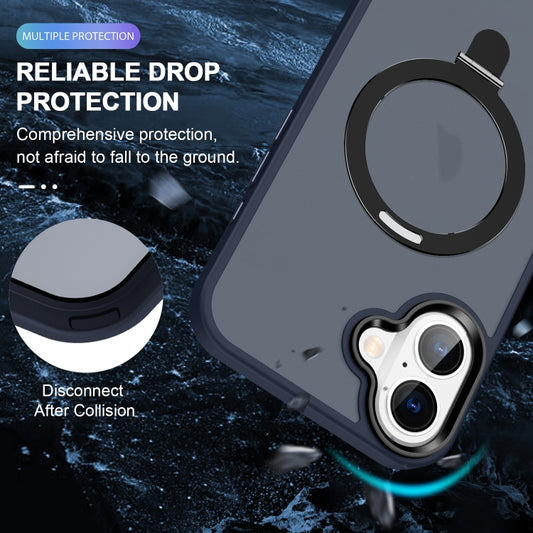 For iPhone 16 Plus Skin-feel MagSafe Holder PC Hybrid TPU Phone Case(Dark Blue) - iPhone 16 Plus Cases by buy2fix | Online Shopping UK | buy2fix