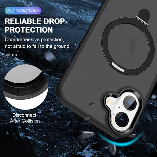 For iPhone 16 Skin-feel MagSafe Holder PC Hybrid TPU Phone Case(Black) - iPhone 16 Cases by buy2fix | Online Shopping UK | buy2fix