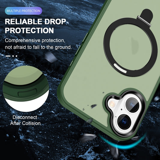 For iPhone 16 Skin-feel MagSafe Holder PC Hybrid TPU Phone Case(Green) - iPhone 16 Cases by buy2fix | Online Shopping UK | buy2fix