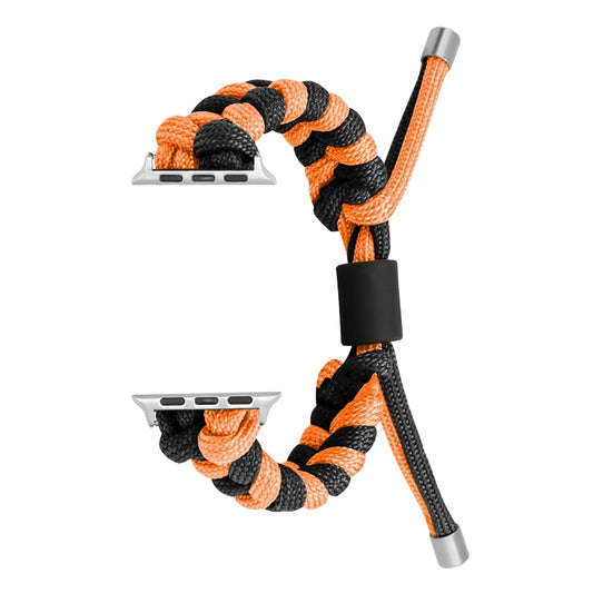 For Apple Watch Ultra 2 49mm Paracord Fishtail Braided Silicone Bead Watch Band(Black Orange) by buy2fix
