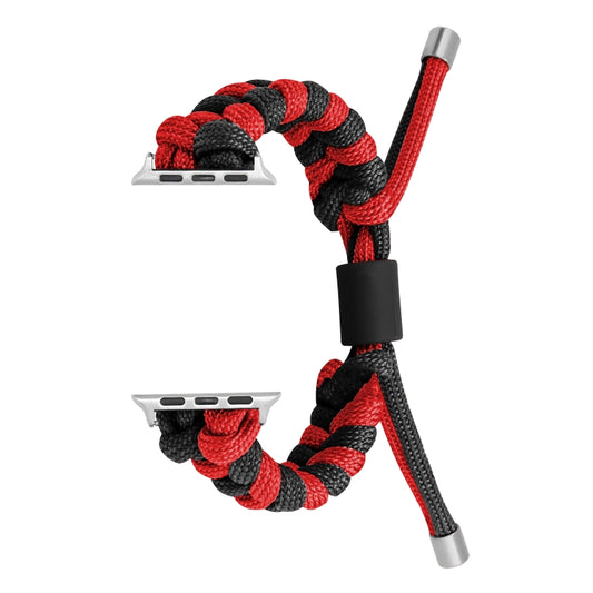 For Apple Watch Ultra 2 49mm Paracord Fishtail Braided Silicone Bead Watch Band(Black Red) by buy2fix