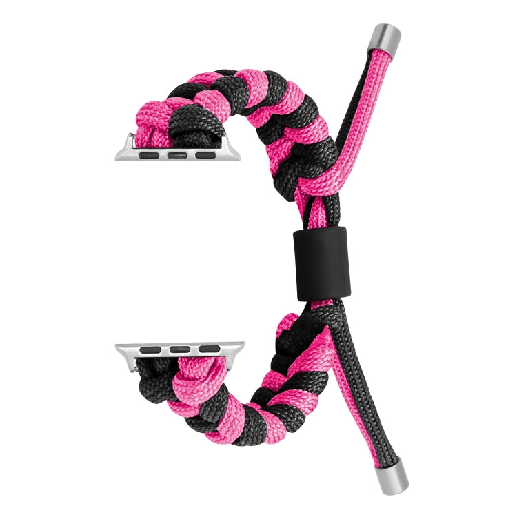 For Apple Watch Ultra 2 49mm Paracord Fishtail Braided Silicone Bead Watch Band(Black Rose Red) by buy2fix