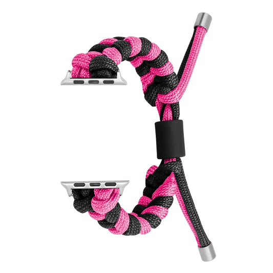 For Apple Watch Ultra 2 49mm Paracord Fishtail Braided Silicone Bead Watch Band(Black Rose Red) by buy2fix