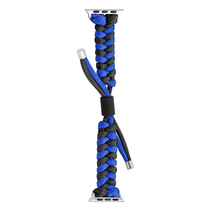 For Apple Watch Ultra 2 49mm Paracord Fishtail Braided Silicone Bead Watch Band(Black Blue) by buy2fix
