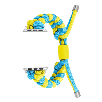 For Apple Watch Ultra 2 49mm Paracord Fishtail Braided Silicone Bead Watch Band(Light Blue Yellow) by buy2fix