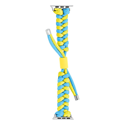 For Apple Watch Ultra 2 49mm Paracord Fishtail Braided Silicone Bead Watch Band(Light Blue Yellow) by buy2fix