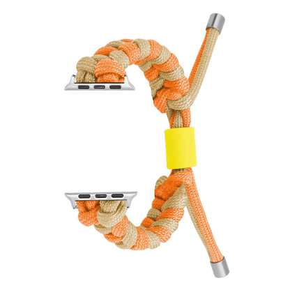 For Apple Watch Ultra 2 49mm Paracord Fishtail Braided Silicone Bead Watch Band(Orange Yellow) by buy2fix