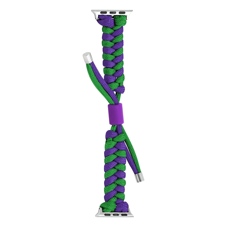 For Apple Watch Ultra 2 49mm Paracord Fishtail Braided Silicone Bead Watch Band(Dark Purple Green) by buy2fix