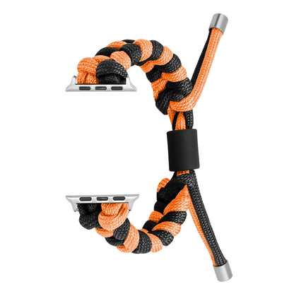 For Apple Watch Ultra 49mm Paracord Fishtail Braided Silicone Bead Watch Band(Black Orange) by buy2fix