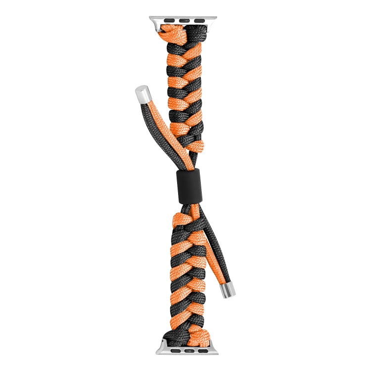 For Apple Watch Ultra 49mm Paracord Fishtail Braided Silicone Bead Watch Band(Black Orange) by buy2fix
