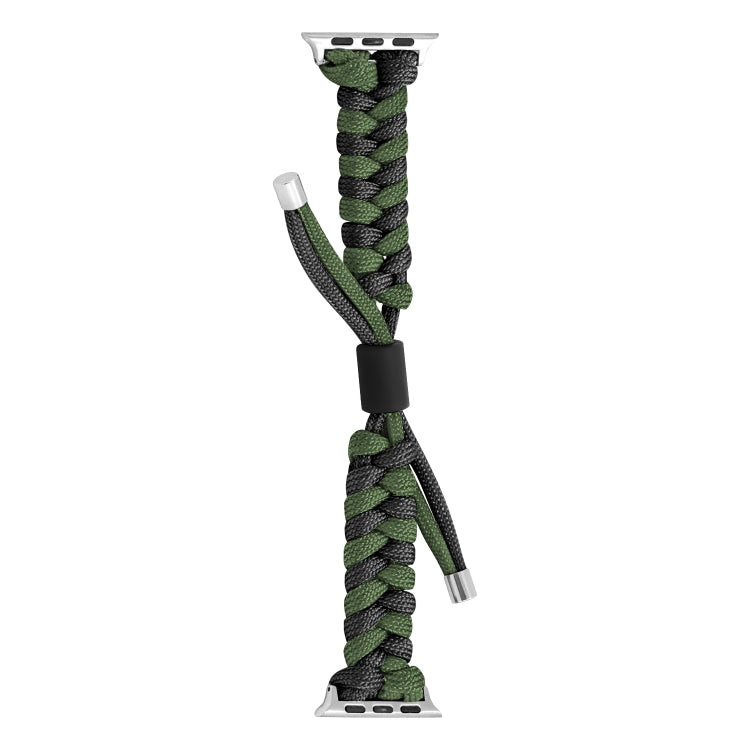For Apple Watch Ultra 49mm Paracord Fishtail Braided Silicone Bead Watch Band(Black Army Green) by buy2fix