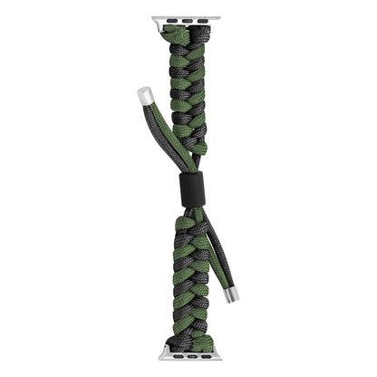 For Apple Watch Ultra 49mm Paracord Fishtail Braided Silicone Bead Watch Band(Black Army Green) by buy2fix