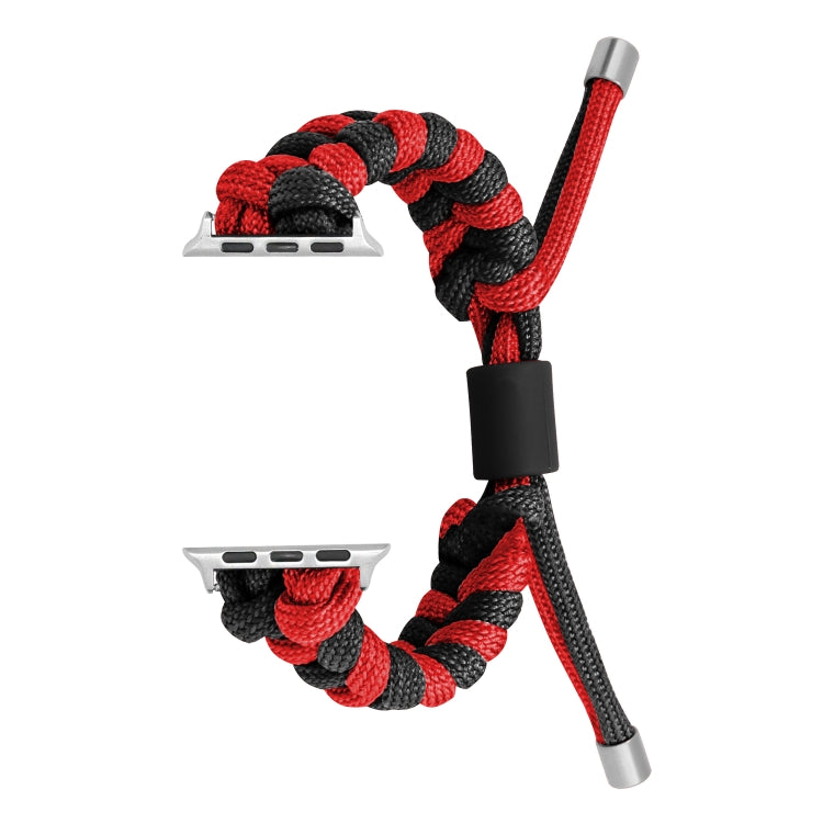 For Apple Watch Ultra 49mm Paracord Fishtail Braided Silicone Bead Watch Band(Black Red) by buy2fix