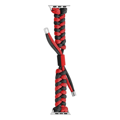 For Apple Watch Ultra 49mm Paracord Fishtail Braided Silicone Bead Watch Band(Black Red) by buy2fix