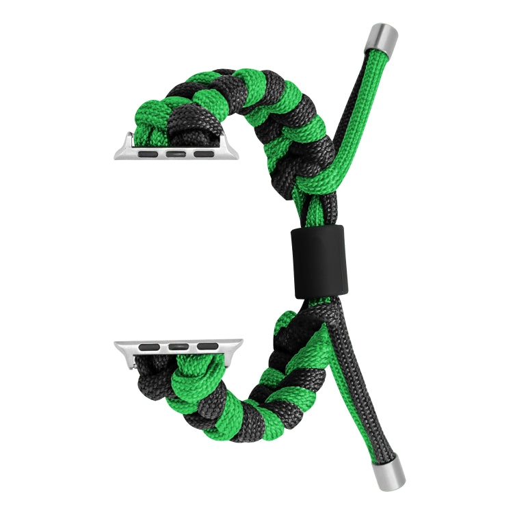 For Apple Watch Ultra 49mm Paracord Fishtail Braided Silicone Bead Watch Band(Black Green) by buy2fix