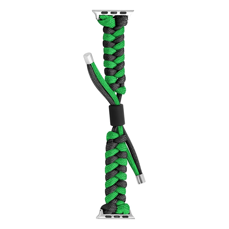 For Apple Watch Ultra 49mm Paracord Fishtail Braided Silicone Bead Watch Band(Black Green) by buy2fix