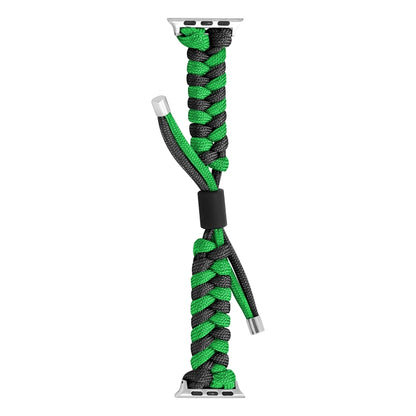 For Apple Watch Ultra 49mm Paracord Fishtail Braided Silicone Bead Watch Band(Black Green) by buy2fix