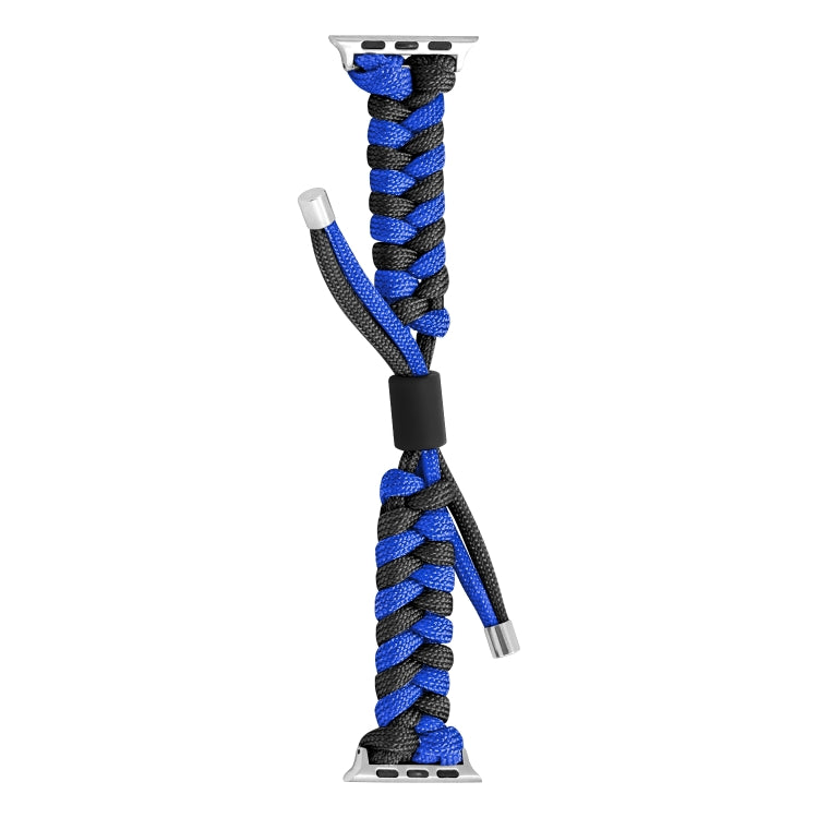 For Apple Watch Ultra 49mm Paracord Fishtail Braided Silicone Bead Watch Band(Black Blue) by buy2fix