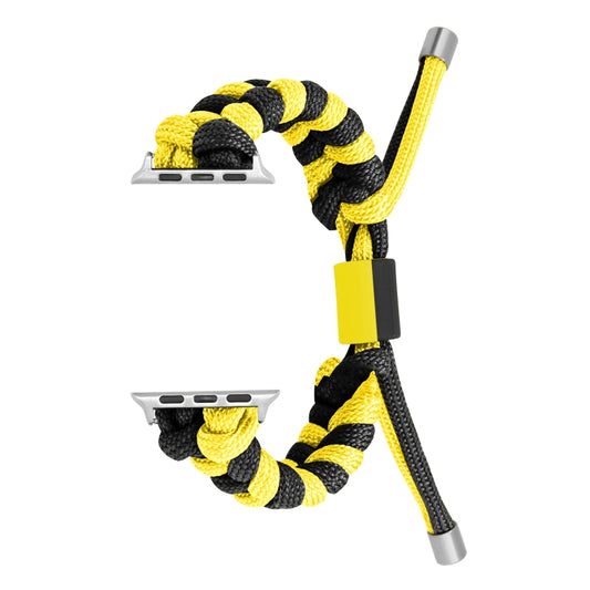 For Apple Watch Ultra 49mm Paracord Fishtail Braided Silicone Bead Watch Band(Black Yellow) by buy2fix