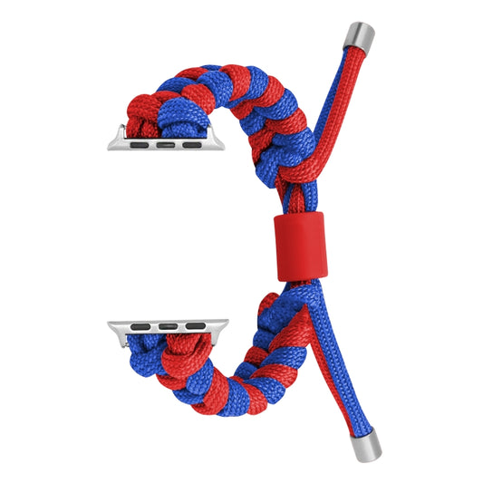 For Apple Watch Ultra 49mm Paracord Fishtail Braided Silicone Bead Watch Band(Blue Red) by buy2fix
