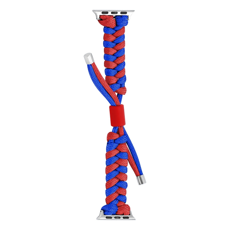 For Apple Watch Ultra 49mm Paracord Fishtail Braided Silicone Bead Watch Band(Blue Red) by buy2fix