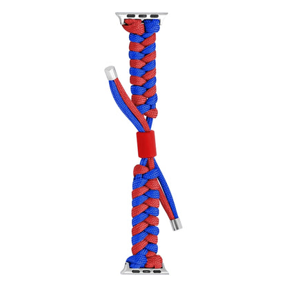 For Apple Watch Ultra 49mm Paracord Fishtail Braided Silicone Bead Watch Band(Blue Red) by buy2fix