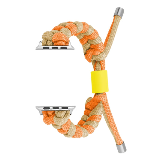 For Apple Watch Ultra 49mm Paracord Fishtail Braided Silicone Bead Watch Band(Orange Yellow) by buy2fix