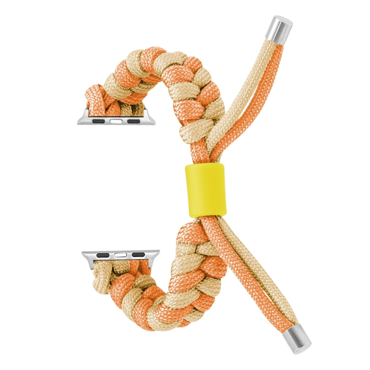 For Apple Watch Ultra 49mm Paracord Fishtail Braided Silicone Bead Watch Band(Orange Yellow) by buy2fix