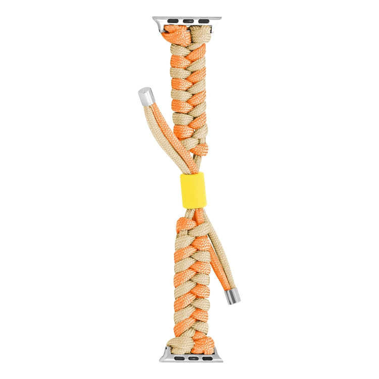 For Apple Watch Ultra 49mm Paracord Fishtail Braided Silicone Bead Watch Band(Orange Yellow) by buy2fix