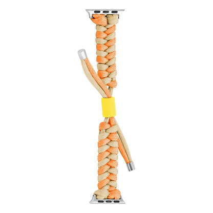 For Apple Watch Ultra 49mm Paracord Fishtail Braided Silicone Bead Watch Band(Orange Yellow) by buy2fix