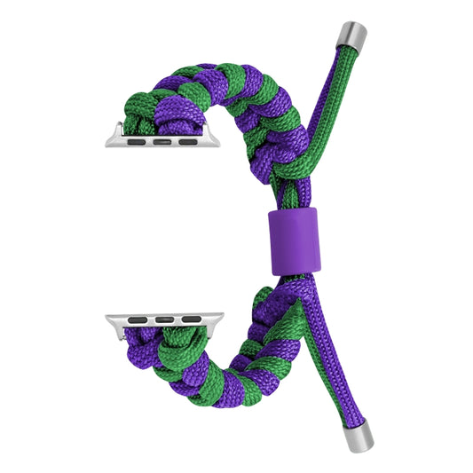 For Apple Watch Ultra 49mm Paracord Fishtail Braided Silicone Bead Watch Band(Dark Purple Green) by buy2fix