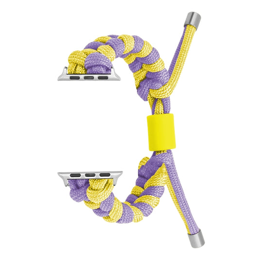 For Apple Watch Ultra 49mm Paracord Fishtail Braided Silicone Bead Watch Band(Purple Yellow) by buy2fix