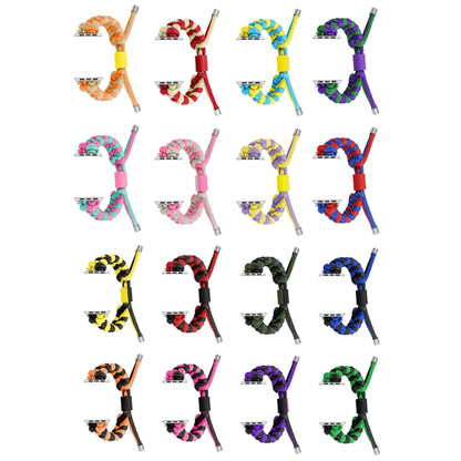 For Apple Watch Ultra 49mm Paracord Fishtail Braided Silicone Bead Watch Band(Rose Red Green) - Watch Bands by buy2fix | Online Shopping UK | buy2fix