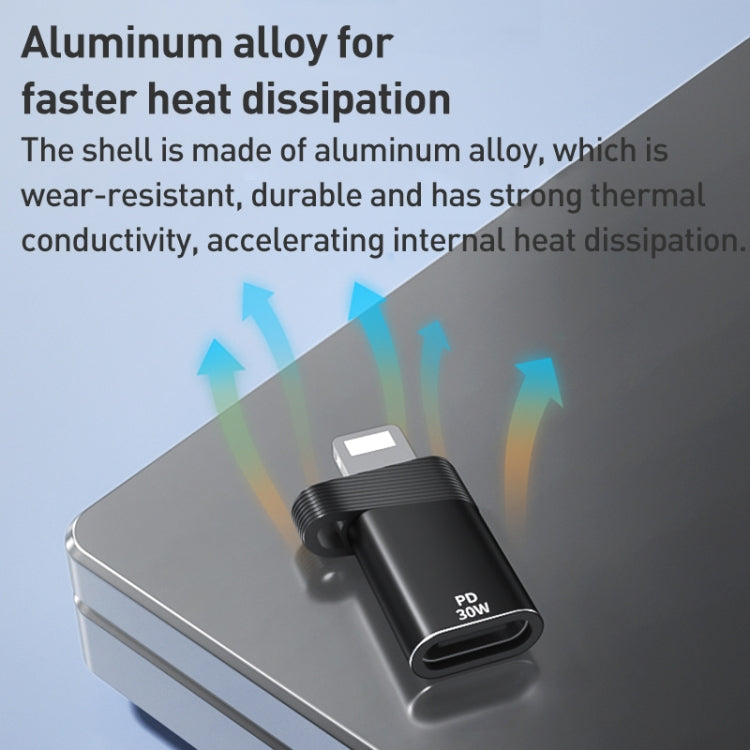 ADS-616A PD 30W 8 Pin Male to USB-C/Type-C Female Adapter(Gun Grey) by buy2fix