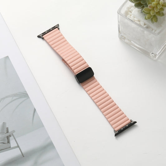 For Apple Watch Series 9 45mm Water Ripple Magnetic Folding Buckle Watch Band, Style: Bold Version(Pink) by buy2fix