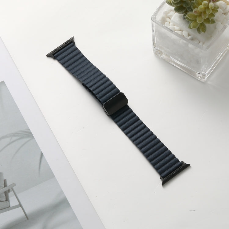For Apple Watch Series 8 41mm Water Ripple Magnetic Folding Buckle Watch Band, Style: Bold Version(Indigo Blue) by buy2fix